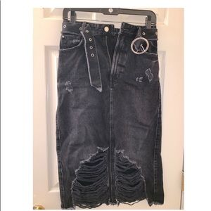 Zara destroyer midi jean skirt
